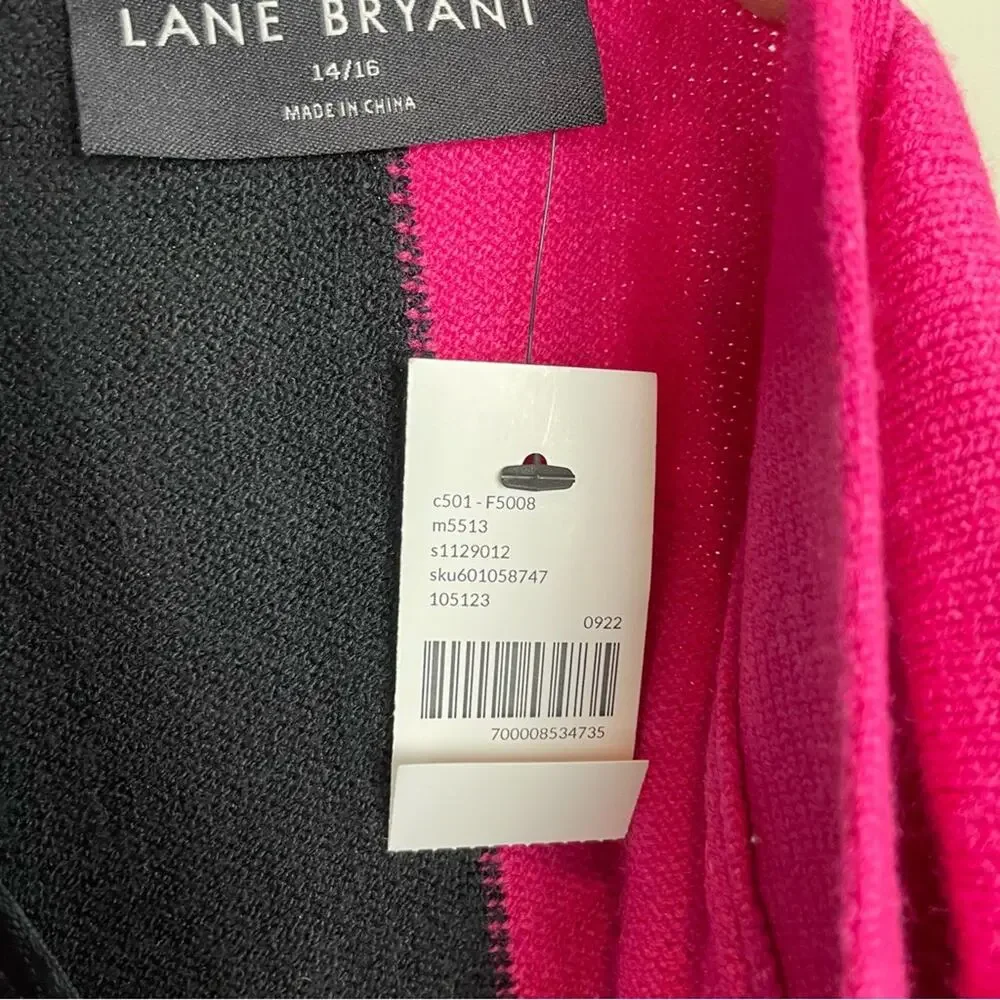 Lane Bryant Pink Black Color Block Cardigan Sweater NWT 14/16 - Picture 7 of 10